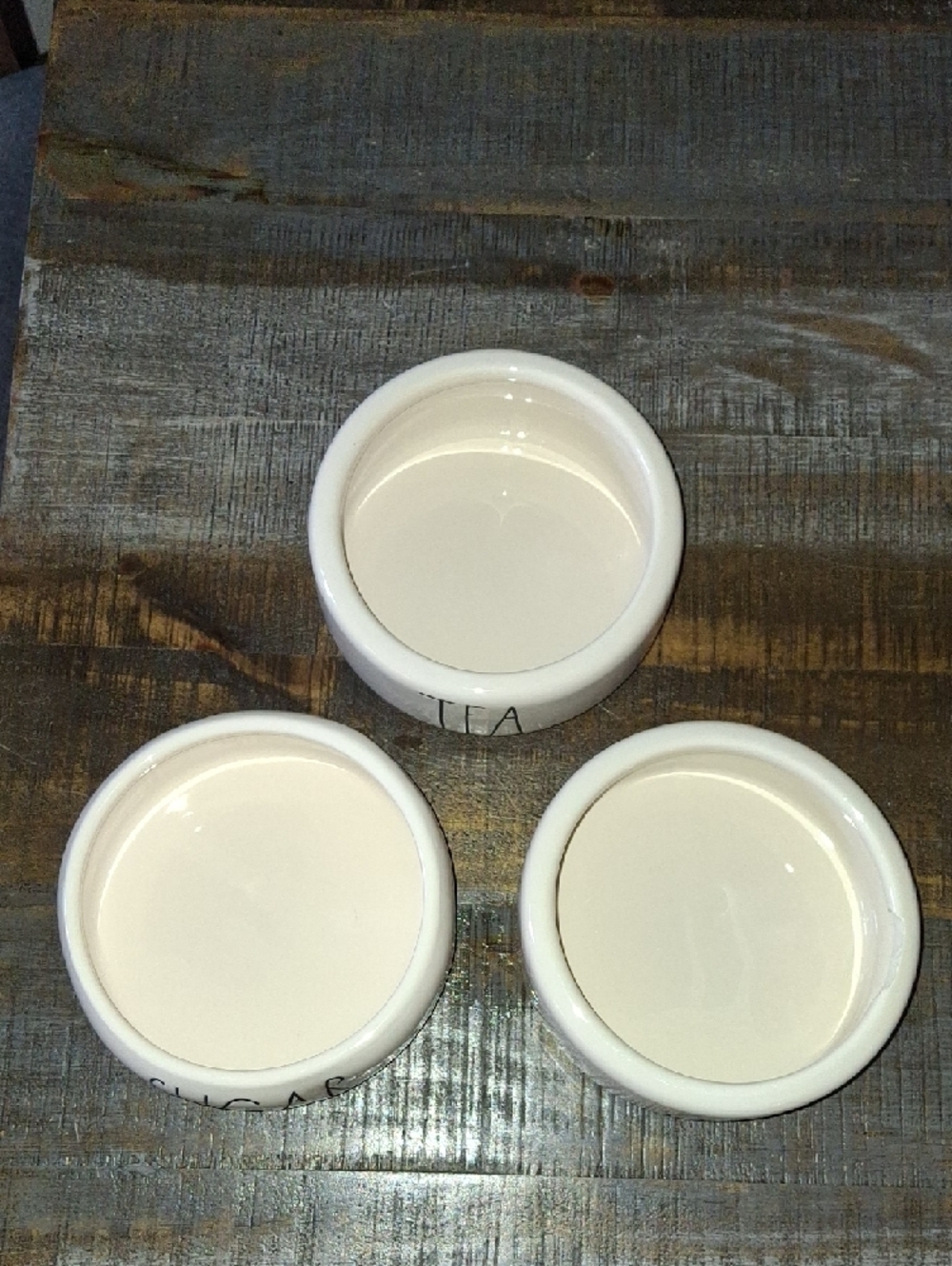 Rae Dunn Stackable Ceramic Canister Trio - Sugar Tea Coffee - Picture 3 of 6